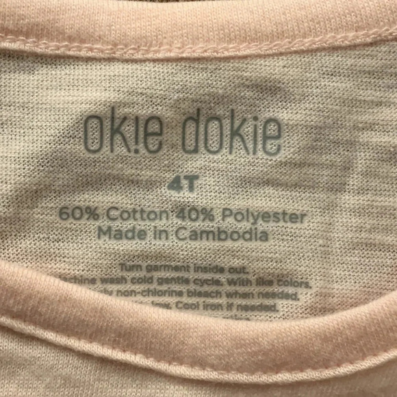 Okie Dokie Girls Cold Shoulder Pink Tee Shirt 4T Whoa Tiger - Picture 2 of 6